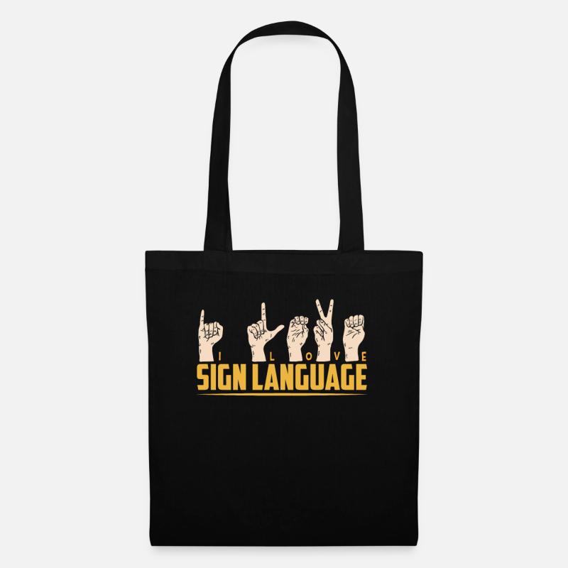 Ich Liebe Gebärdensprache Awareness Gebärden - Stoffbeutel - Schwarz