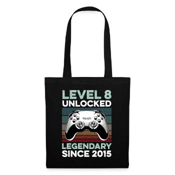 Level 8 Jahre 8. Geburtstag Jahr 2015 Junge Gamer - Stoffbeutel - Schwarz - Vorne