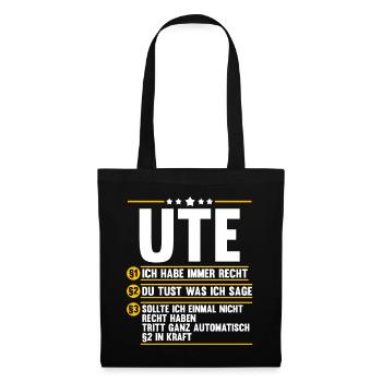 Ute - Stoffbeutel - Schwarz - Vorne