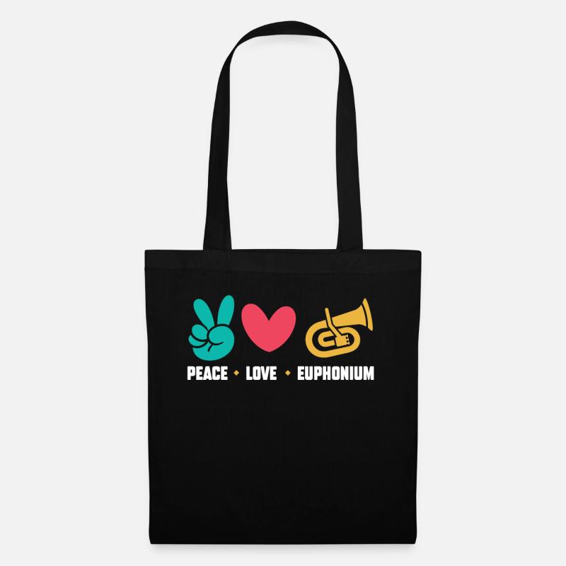 Peace - Love - Euphonium - Stoffbeutel - Schwarz