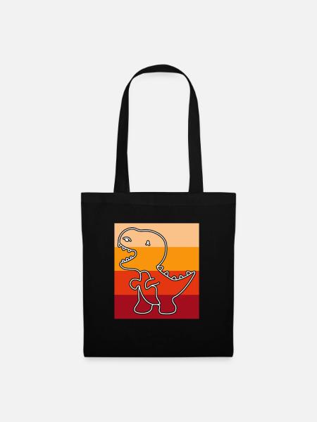Dino Dinosaurier Retro - Stoffbeutel - Schwarz