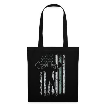 Weightlifting Retro USA Flag Gym 4th of July - Tote Bag - black - Front