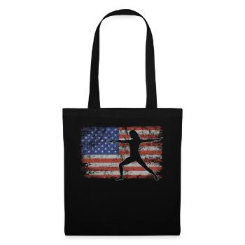 Yoga Retro USA Flag Fitness 4th of July Yoga - Tote Bag - black - Front