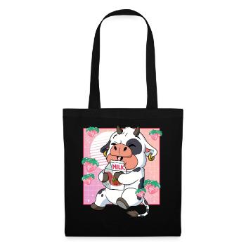 Kawaii Cow Strawberry Milk - Tote Bag - black - Front