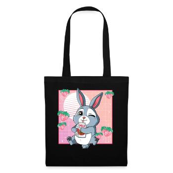 Kawaii Rabbit Strawberry Milk - Tote Bag - black - Front