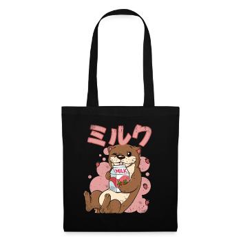 Kawaii Otter Strawberry Milk - Tote Bag - black - Front