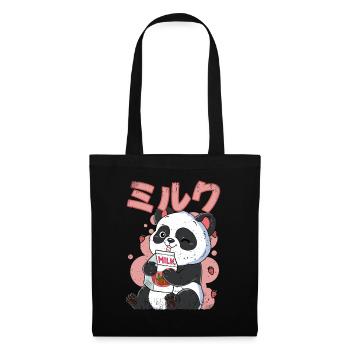 Kawaii Panda Strawberry Milk - Tote Bag - black - Front