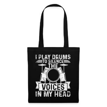 Je joue de la batterie pour faire taire les voix dans ma tête - Dr - Sac en tissu - noir - Devant