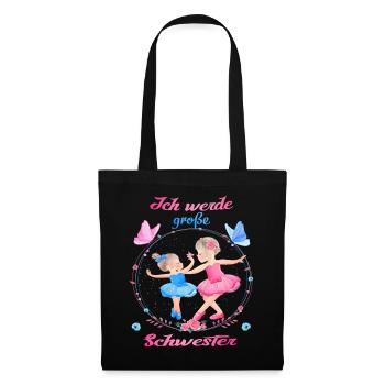Ballett - Ich werde große Schwester - Ballerinas - Stoffbeutel - Schwarz - Vorne