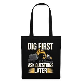 Excavator Digger Excavators Construction Worker - Tote Bag - black - Front