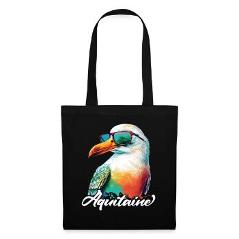 Aquitaine vacances fraîches mouettes colorées avec lunettes de soleil - Sac en tissu - noir - Devant