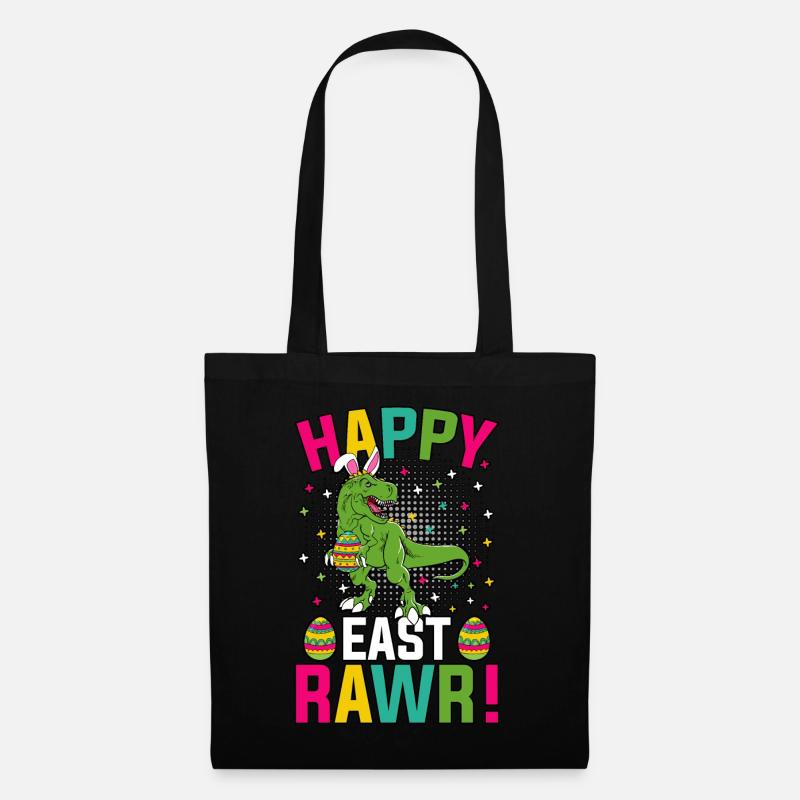 Happy East Rawr Easter T-Rex - Tote Bag - black