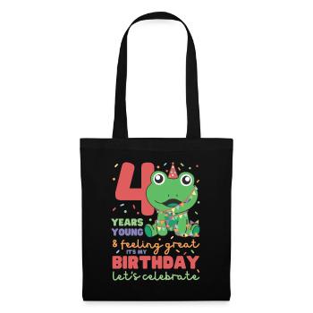 Frog for 4th birthday Children four years old - Tote Bag - black - Front