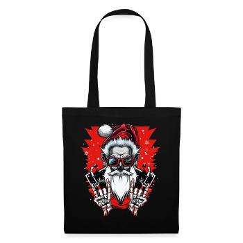 Rock n Roll Skeleton Santa Claus Funny Christmas - Stoffbeutel - Schwarz - Vorne