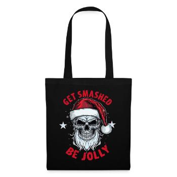 Get Smashed Be Jolly Drunk Santa Claus Skull Chris - Tote Bag - black - Front