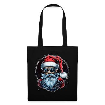 Old Rocker Santa Claus Rock n Roll Metal Christmas - Stoffbeutel - Schwarz - Vorne