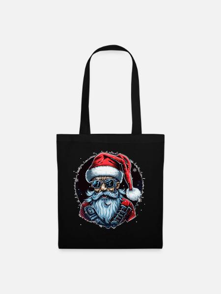 Old Rocker Santa Claus Rock n Roll Metal Christmas - Stoffbeutel - Schwarz