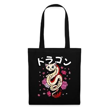 Japanese Anime Fantasy Animal Lotus Floral - Tote Bag - black - Front