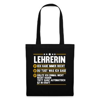 Schullehrerin Lehrerin - Stoffbeutel - Schwarz - Vorne