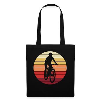 Radfahrerin Mountainbike Fahrer Retro Geschenk - Stoffbeutel - Schwarz - Vorne