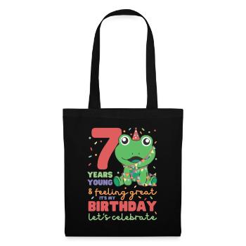 Grenouille pour 7e anniversaire Enfants de sept ans - Sac en tissu - noir - Devant