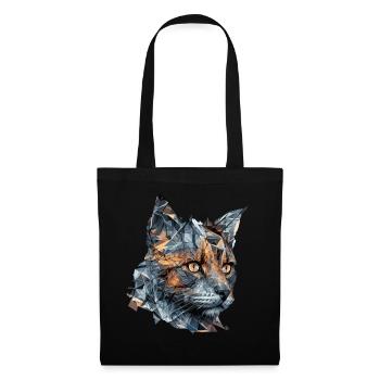 Geometric Cat Face Abstract Polygonal Pet Kitten - Stoffbeutel - Schwarz - Vorne