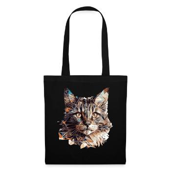 Geometric Cat Head Abstract Polygonal Pet Cat - Tote Bag - black - Front