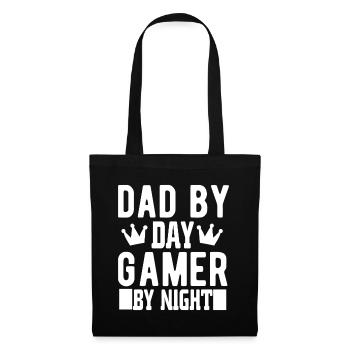Dad By Day Gamer By Night - Lustiger Gamer Spruch - Tote Bag - black - Front