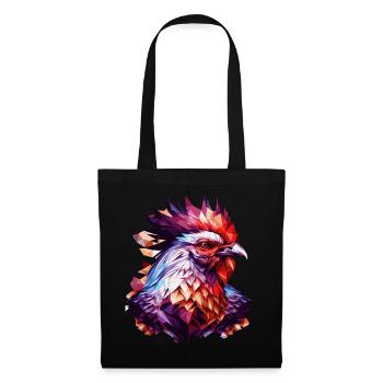 Geometric Chicken Head Abstract Polygonal - Stoffbeutel - Schwarz - Vorne