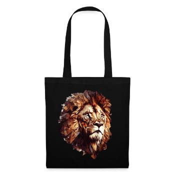 Geometric Lion Head Abstract Polygonal Wild Animal - Stoffbeutel - Schwarz - Vorne