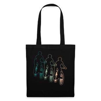 Radfahrerin Mountainbike Fahrer Retro Geschenk - Stoffbeutel - Schwarz - Vorne
