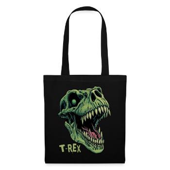 Green T-Rex Head Roaring Dinosaur - Stoffbeutel - Schwarz - Vorne