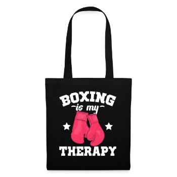 Boxen Ist Meine Therapie Sparring Sport - Stoffbeutel - Schwarz - Vorne
