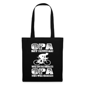 Opa Mit Rennrad Wie Ein Normaler Opa Nur Cooler - Stoffbeutel - Schwarz - Vorne