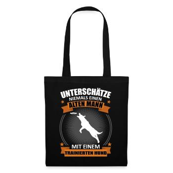 Hundetraining Alter Mann Mit Hund Spruch Geschenk - Stoffbeutel - Schwarz - Vorne