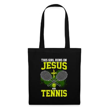 THIS GIRL RUNS ON JESUS AND TENNIS - Stoffbeutel - Schwarz - Vorne