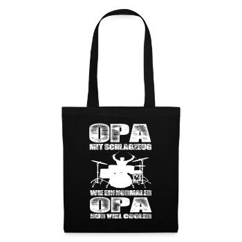 Opa Mit Schlagzeug Wie Ein Normaler Opa Nur Cool - Stoffbeutel - Schwarz - Vorne