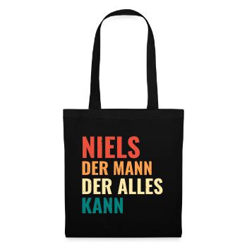 Niels Der Mann Der Alles Kann Vorname Niels - Stoffbeutel - Schwarz - Vorne