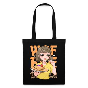 Kawaii Waffle Anime Girl Cute Food Japanese Otaku - Tote Bag - black - Front