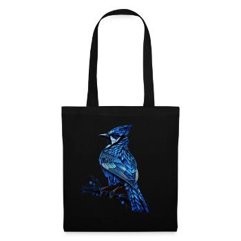 Geometric Blue Jay Bird Colorful Abstract Bird Wat - Stoffbeutel - Schwarz - Vorne