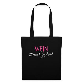cooler Wein Spruch - Stoffbeutel - Schwarz - Vorne