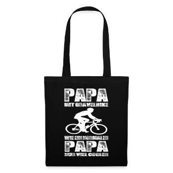 Papa Mit Gravelbike Wie Ein Normaler Papa Nur - Stoffbeutel - Schwarz - Vorne