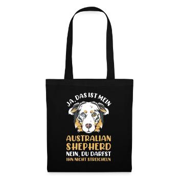 Hund Australian Shepherd - Stoffbeutel - Schwarz - Vorne