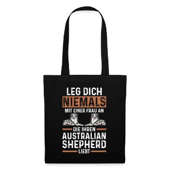 Hund Australian Shepherd - Stoffbeutel - Schwarz - Vorne