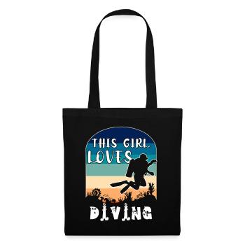 This Girl Loves Diving - T-shirt plongée sous-marine - Sac en tissu - noir - Devant