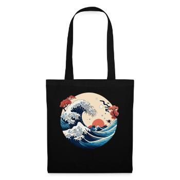 Great Wave Japanese Vaporwave Peinture - Sac en tissu - noir - Devant