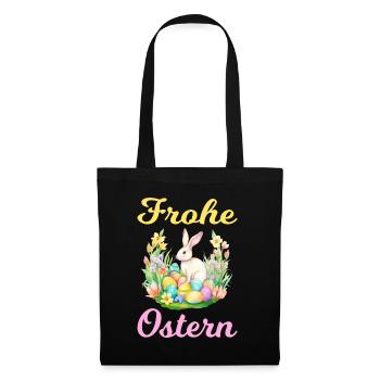 Frohe Ostern Hase Osterei für einen Osterhasen - Stoffbeutel - Schwarz - Vorne