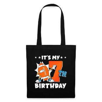 Es Ist Mein 7. Geburtstag American Football - Stoffbeutel - Schwarz - Vorne