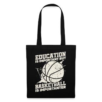 Bildung Ist Wichtig, Aber Sportball Basketball - Stoffbeutel - Schwarz - Vorne