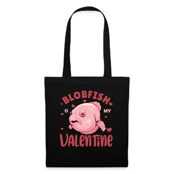 Blobfisch zum Valentinstag süße Tiere für Kinder - Stoffbeutel - Schwarz - Vorne